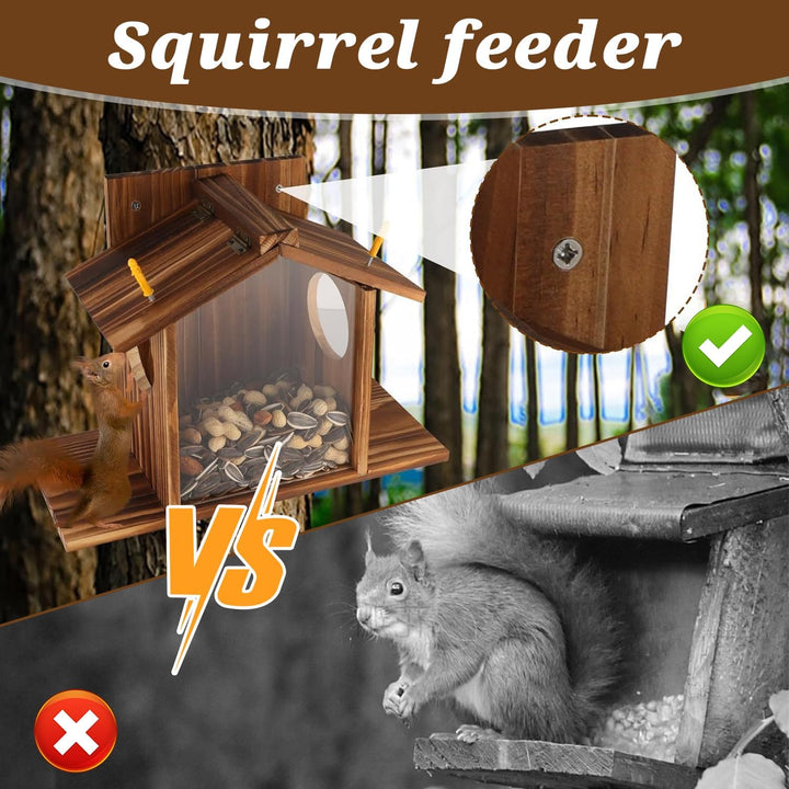 Eichhörnchen Futterhaus Wetterfest, Eichhörnchenhaus, Eichhörnchen Futterhaus aus Holz, Futterstatio