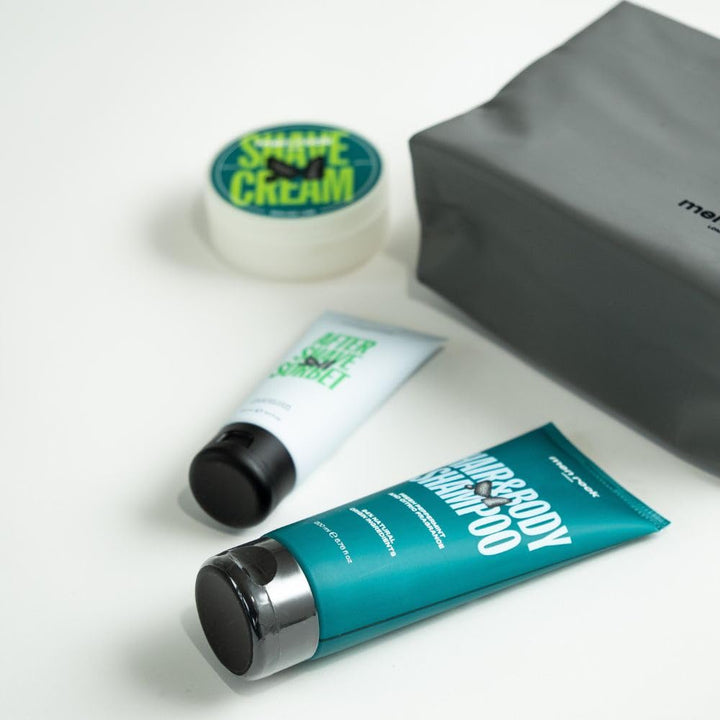 Men Rock Pflegeset für Männer - Hair & Body Shampoo, After Shave Balsam, Sicilian Lime Rasiercreme &