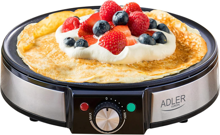 ADLER AD3058 Crêpes und Pfannkuchen Maker – Elektrische Antihaft-Heizplatte mit Erhöhten Kanten für