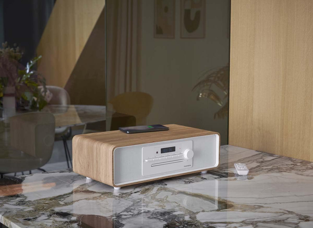Bluetooth-Mikrosystem THOMSON Weiss und Schwarz FM/CD/MP3/USB-Radio, 60 W, Equalizer