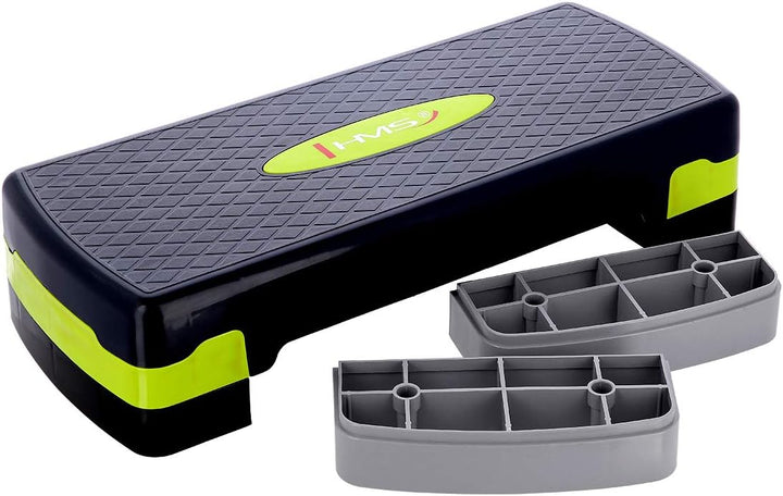 HMS Steppbrett Crossfit Fitness Stepper 3-Stufen Stepper Step-Bench - Grün-grau - AS002 - Länge 67 c