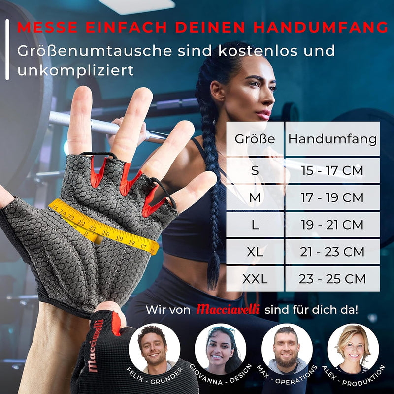 MACCIAVELLI® Fitness Handschuhe Damen Herren - Trainingshandschuhe für Kraftsport, Krafttraining, Bo