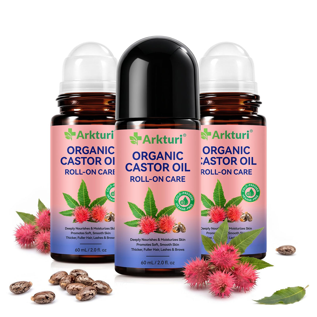 Bio-rizinusöl Rosenquarz-Roller, Organic Castor Oil with Rose quartz roller, 100% Cold Pressed, Natü