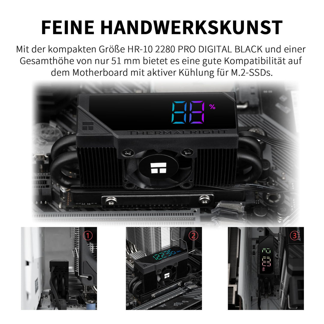 Thermalright HR10 2280 PRO Digital Black- Hochleistungs | Festplattenkörper mit 4x5mm AGHP Heatpipe,