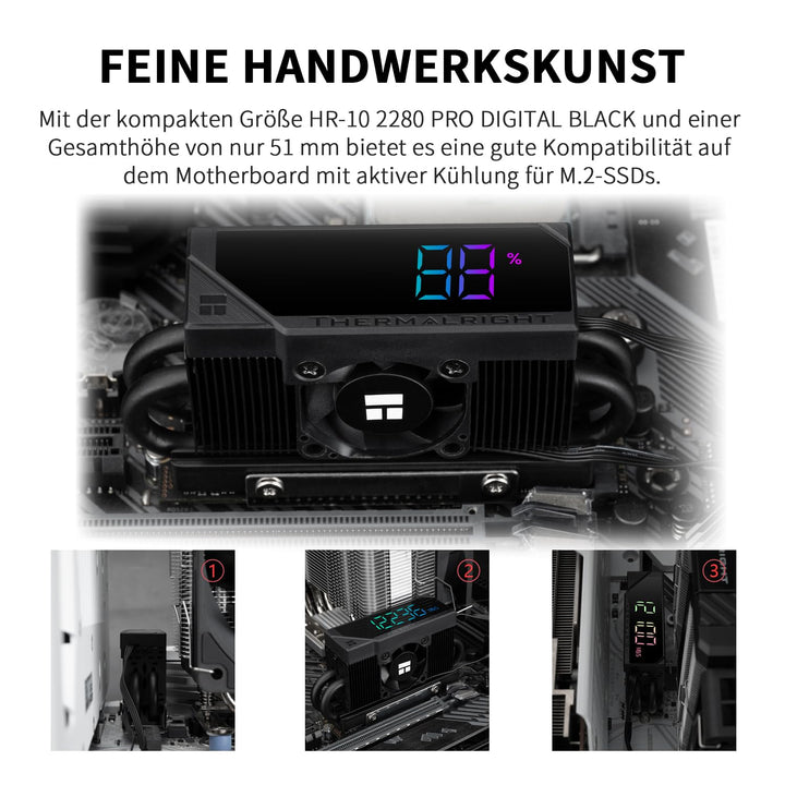 Thermalright HR10 2280 PRO Digital Black- Hochleistungs | Festplattenkörper mit 4x5mm AGHP Heatpipe,
