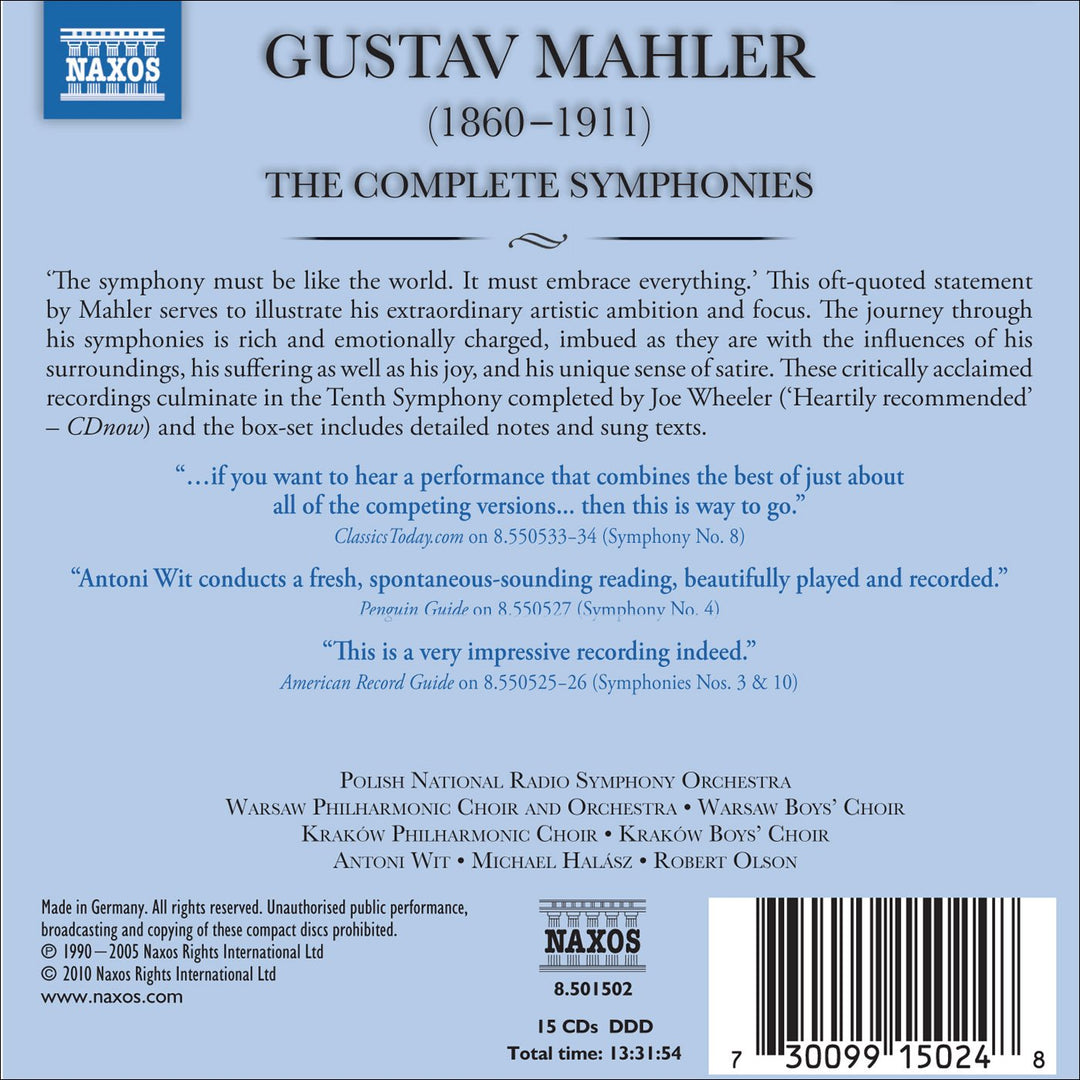 Mahler: Komplette Symphonien, Audio-CD