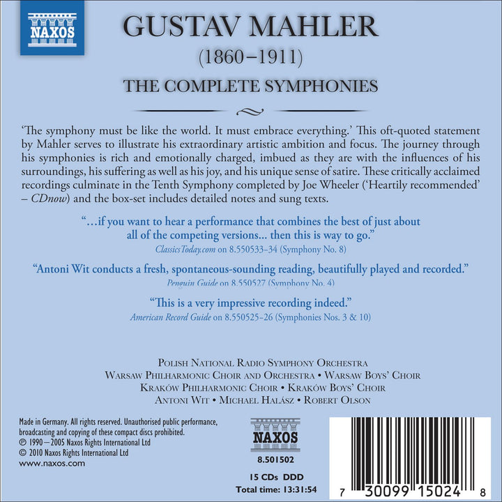 Mahler: Komplette Symphonien, Audio-CD