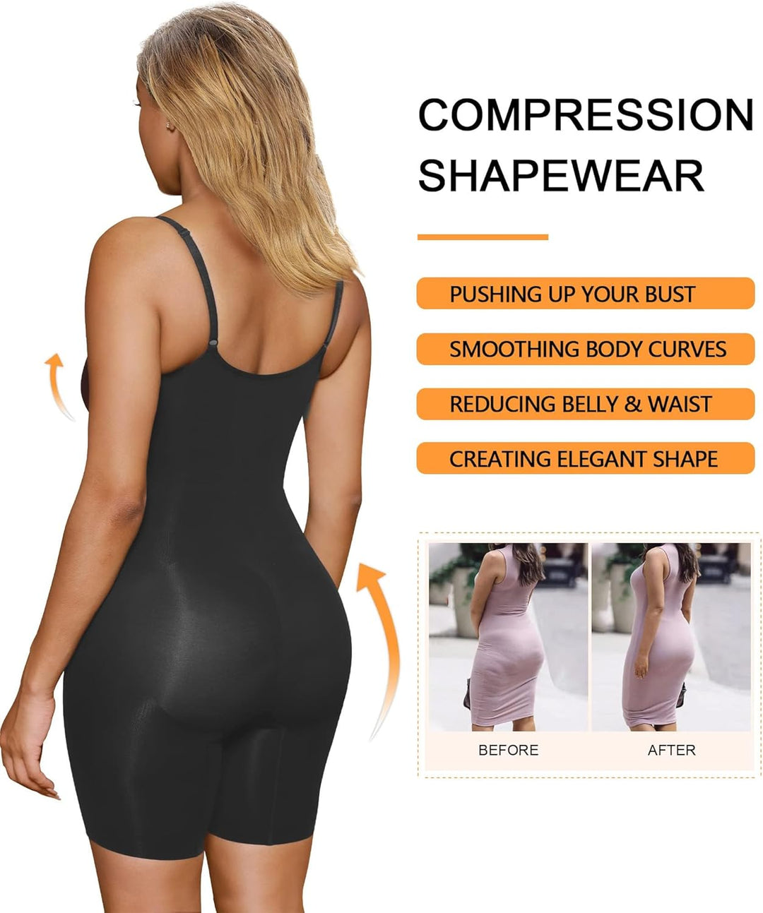 SHAPERX Shapewear Damen Figurformender Body Shaper Bauchweg Formende Bodys Abnehmen Shaping Bodysuit