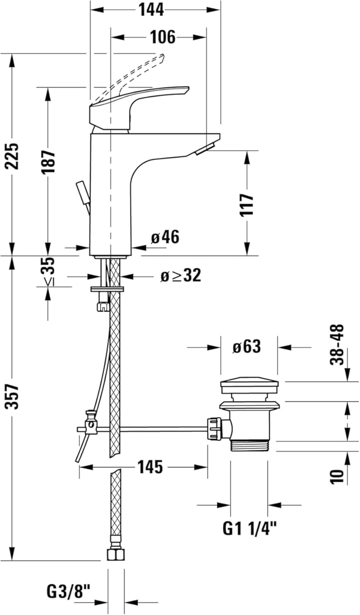 Duravit DuraVelez wassersparende Waschtischarmaturen, Grösse M (Auslauf Höhe 106 mm), energiesparend
