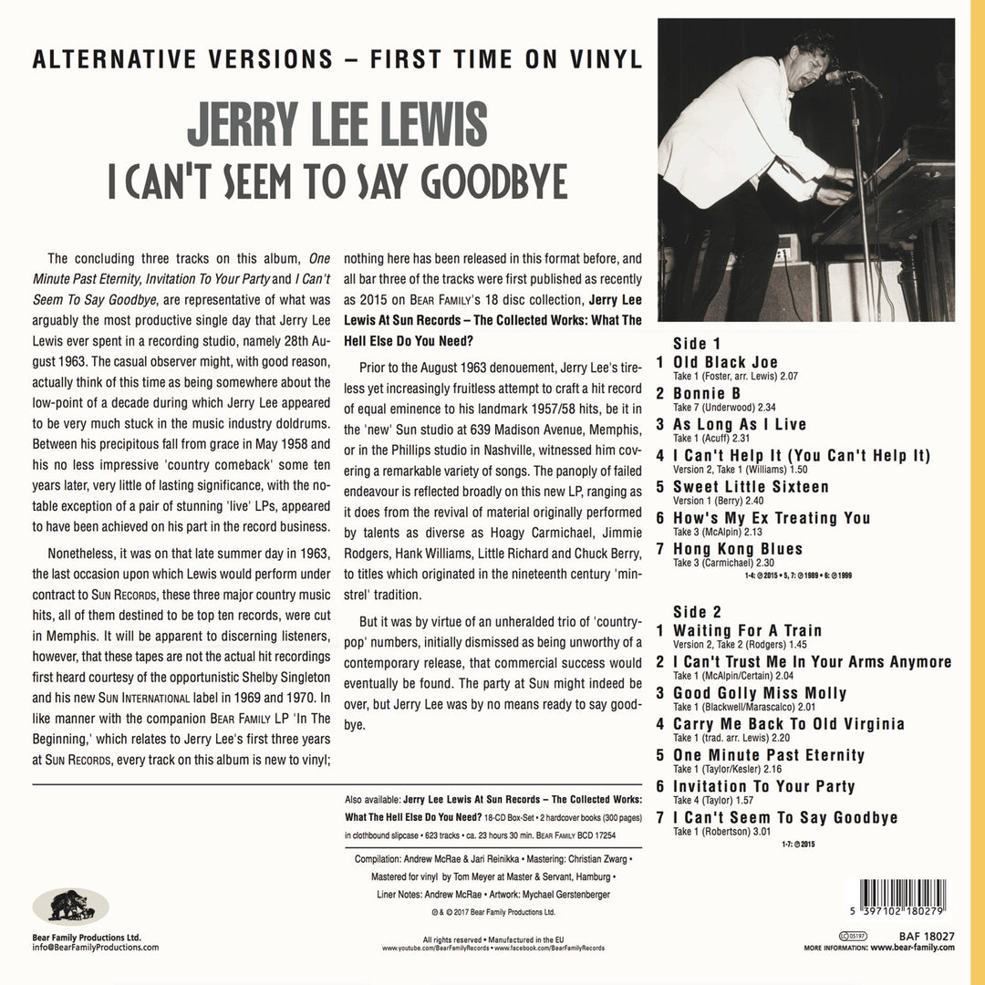 I Can'T Seem to Say Goodbye, Vinyl