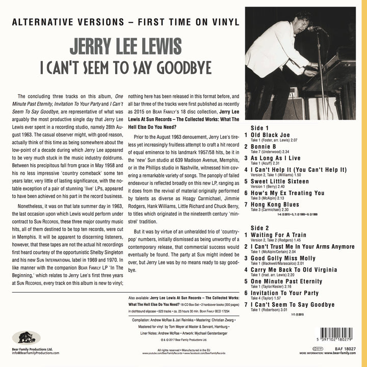 I Can'T Seem to Say Goodbye, Vinyl