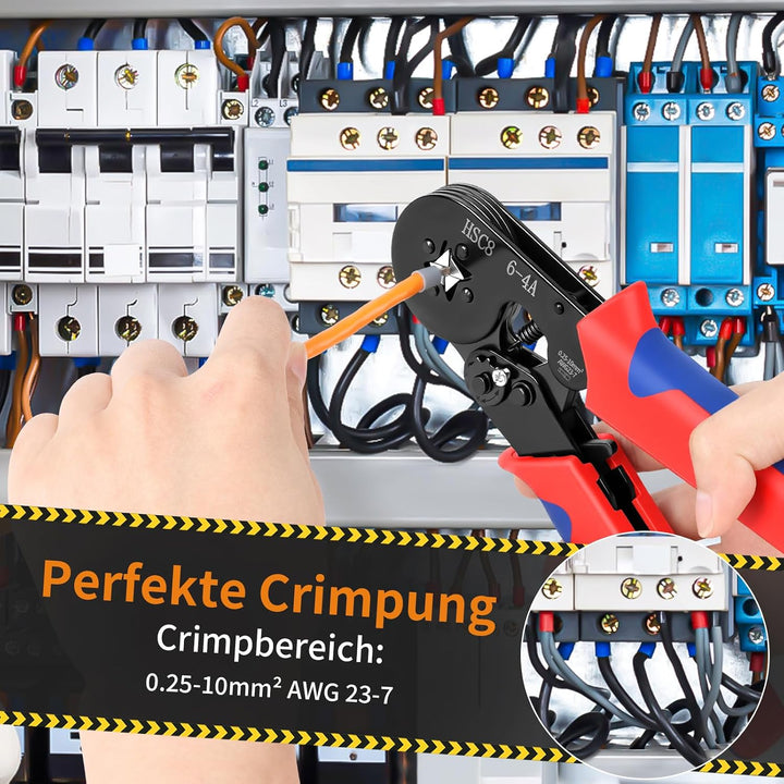 Aderendhülsen Set mit 1400 Stück, Crimpzange Set, für 0,25-10 mm² Aderendhülsen, Aderendhülsenzange