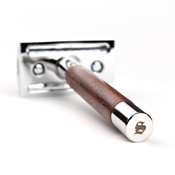 NEU: Störtebekker® Premium Rasierhobel Solingen mit Walnuss Holzgriff - inkl. Rasurguide [10 Störteb