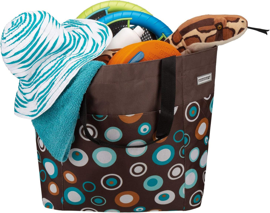 anndora XXL Shopper braun hellblau - Strandtasche Schultertasche Einkaufstasche, Braun Hellblau