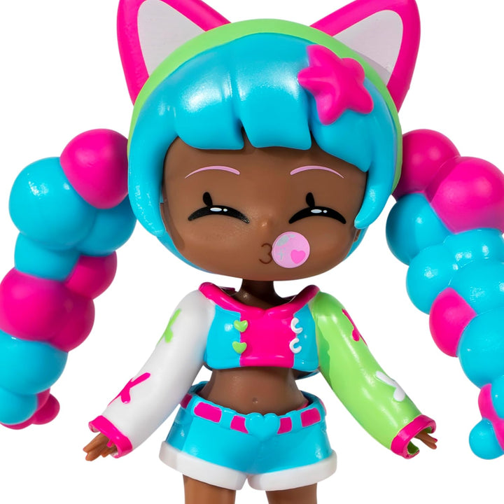 BANDAI - Animakii Lollipop und Bubblegum - Set Personalisierbare Puppen - 1 Puppe, 4 Gesichter, 2 Fr