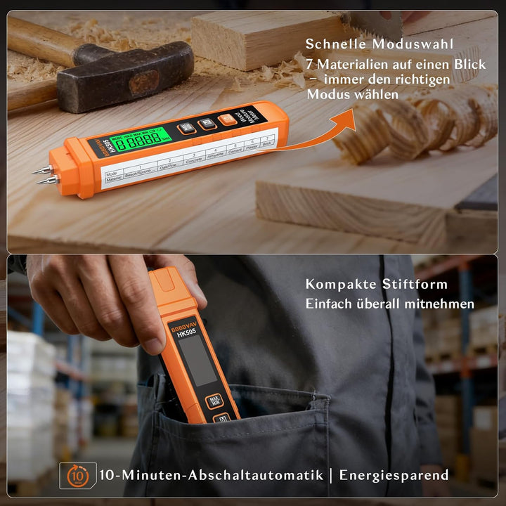 Feuchtigkeitsmessgerät, Feuchtigkeitsmesser für Holz Baustoffe Wand, Tragbares Pins-Holzfeuchtemessg