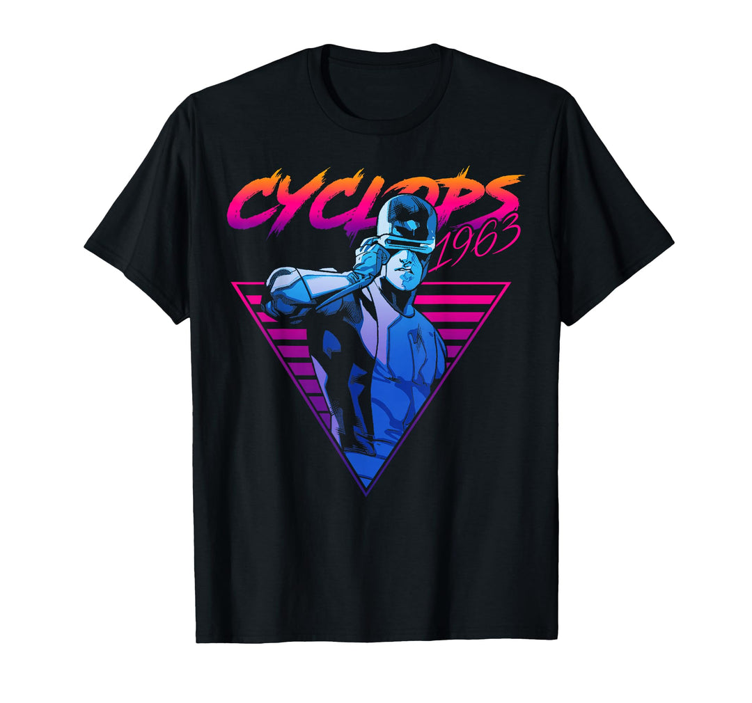 Mens Marvel X-Men Cyclops Retro Neon Triangle Graphic T-Shirt Medium Navy