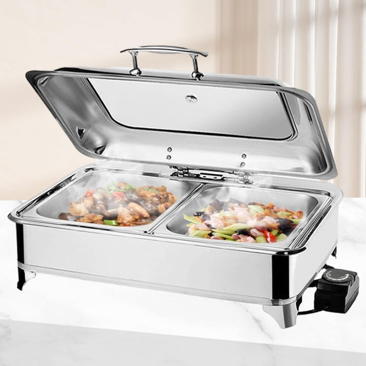 BOVDC Chafing Dish Elektrisch, 9L Edelstahl Speisewärmer Buffetwärmer Einstellbare Temperatur, Warmh