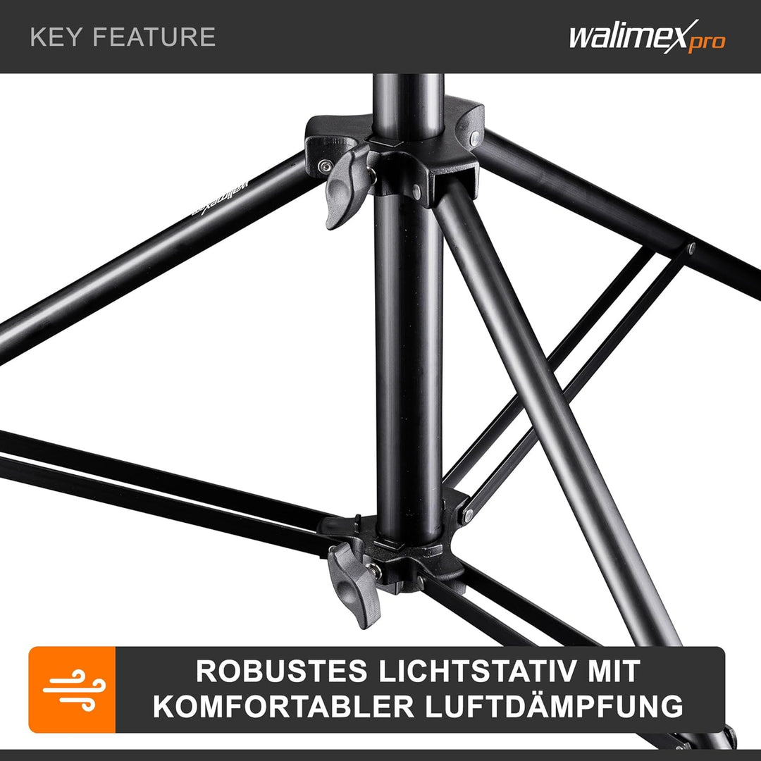 Walimex pro AIR Jumbo 290 Lampenstativ 290cm - luftgedämpftes Lichtstativ Aluminium, 2,9m max Höhe 2