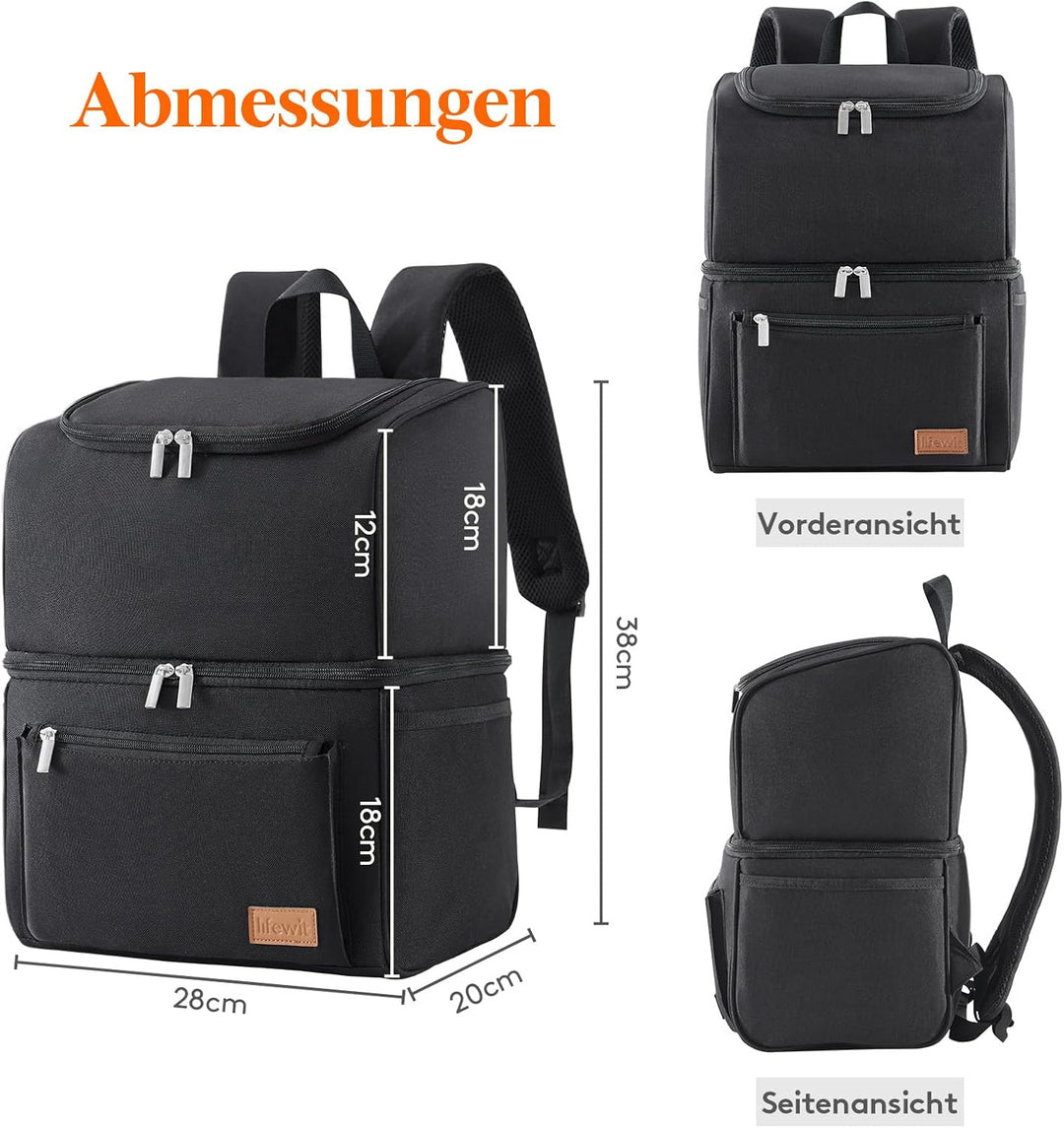 Lifewit 21L, isolierter Kühltasche, Thermo Lunchtasche, Kühlrucksack, auslaufsichere Doppeldecker-Kü