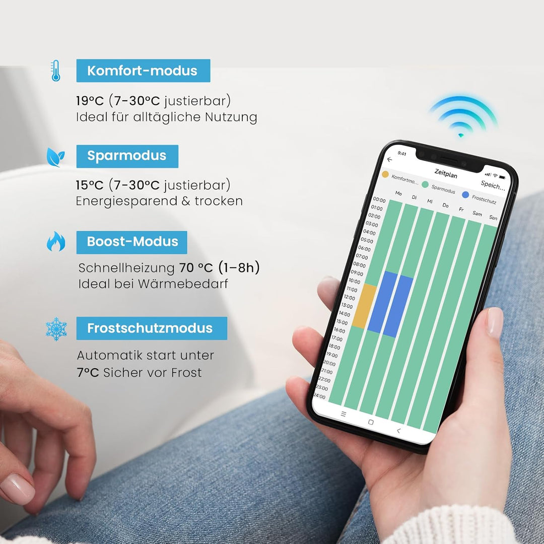 Heilmetz Badheizkörper Elektrisch mit Smart WiFi Heizstab 500W Leistung 1000 x 600 mm Anthrazit Gera