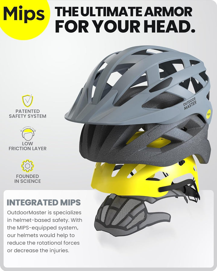 OutdoorMaster MIPS Fahrradhelm - Zwei herausnehmbare Innenfutter & Belüftung in Multi-Environment -