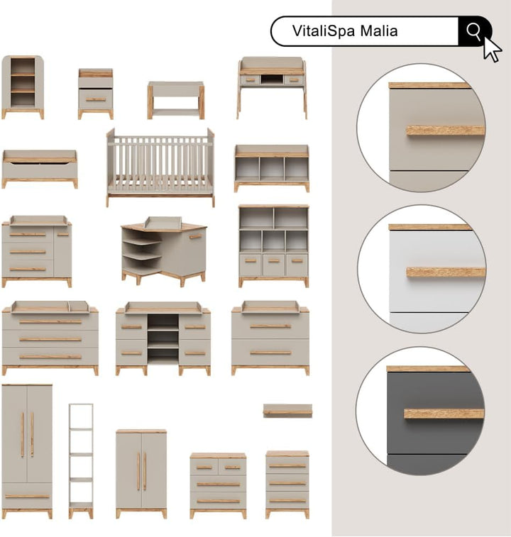 VitaliSpa Kinderregal Malia, Artisan/Grau, 60 x 88 cm mit 9 fächern, mit höhenverstellbaren Einlegeb