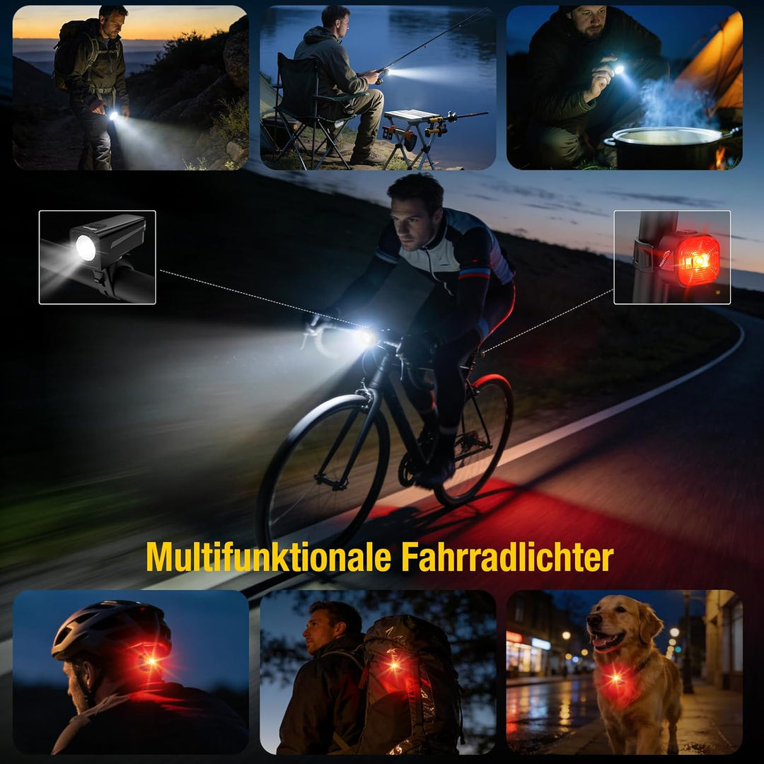 toptrek Fahrradlicht Set USB Aufladbar, StVZO Zugelassen Fahrrad Lichter LED Set, IPX5 Wasserdicht F