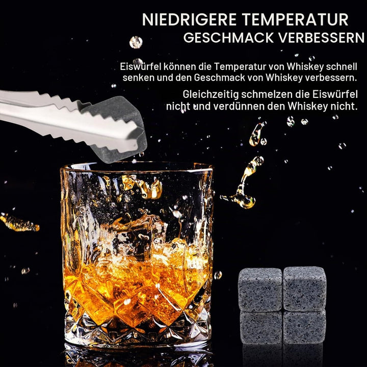 Whisky Gläser Set, Whisky Steine Set, Whiskey Geschenke für Männer, Whiskey Set Geschenk Mit 4 Whisk