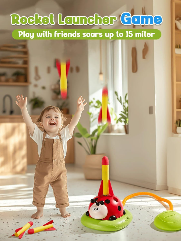 3 in 1 Spiele für Kinder, Raketen Spielzeug, Seilspringmaschine Kinder, Ringwurfspiel für Kinders, S