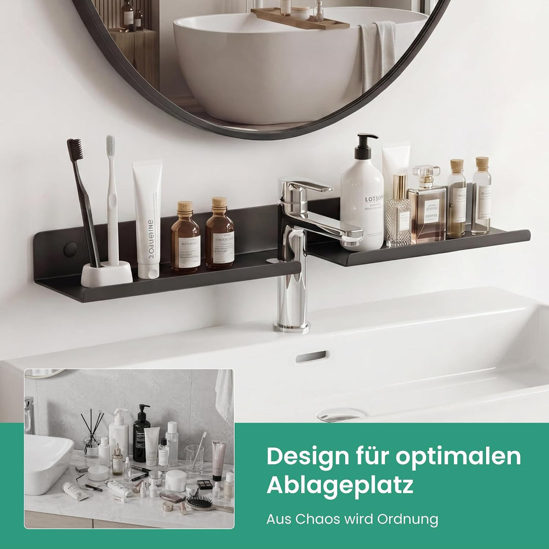 Mai & Mai Waschbecken Ablage, Duschregal zum Bohren oder Kleben, Waschbeckenregal über Wasserhahn, W