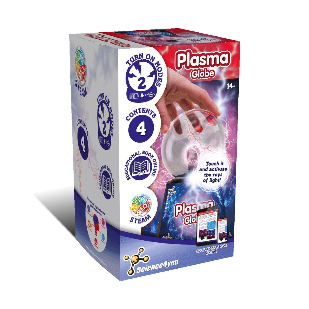 Science4you Plasmaball, Plasma-Lampe für Kinder Durch Berührung und Stimme aktiviert, dient als Nach