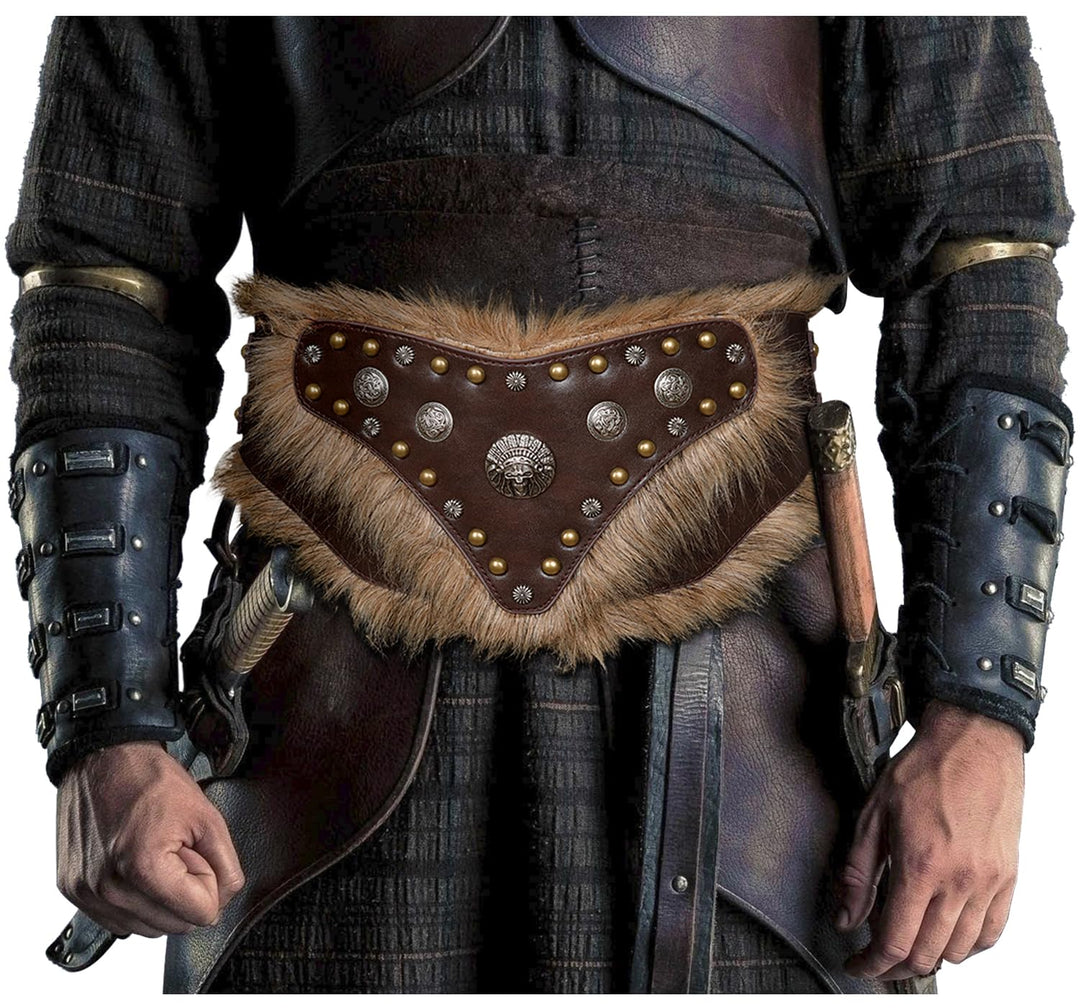 keland Wikinger Gürtel Breit Mittelalter Gürtel Leder Rüstungsgürtel für Damen Herren (Braun-2), Bra