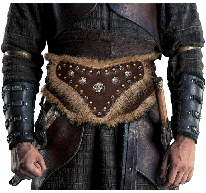 keland Wikinger Gürtel Breit Mittelalter Gürtel Leder Rüstungsgürtel für Damen Herren (Braun-2), Bra