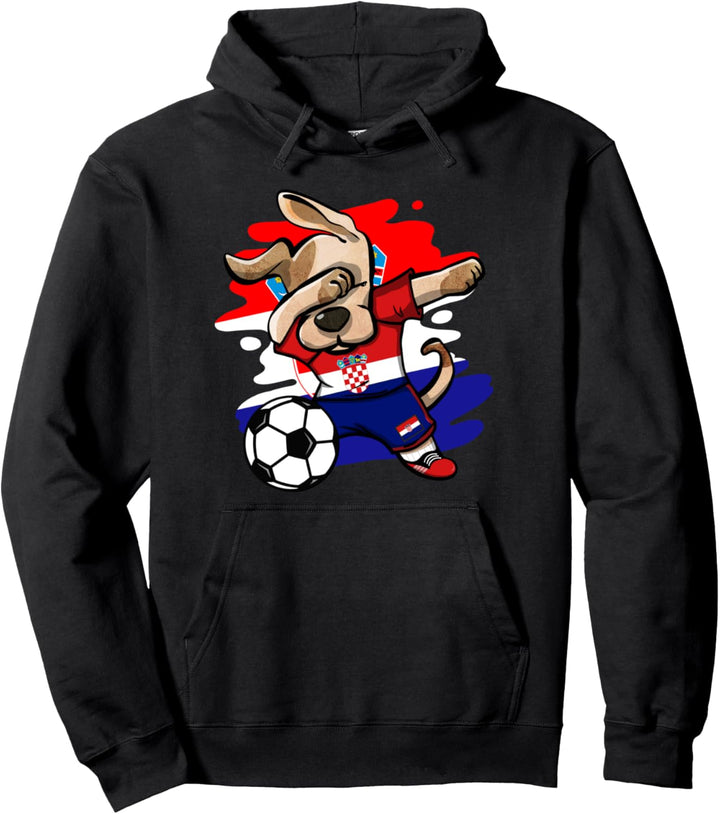 Dabbing Hund Kroatien Fussball Mannschaft Kroatische Flagge Pullover Hoodie