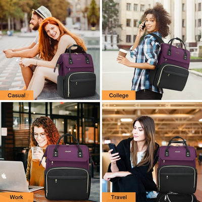 LOVEVOOK Rucksack Damen Laptop Rucksack mit 17 Zoll Laptopfach, Laptoptasche Damen Business Rucksäck