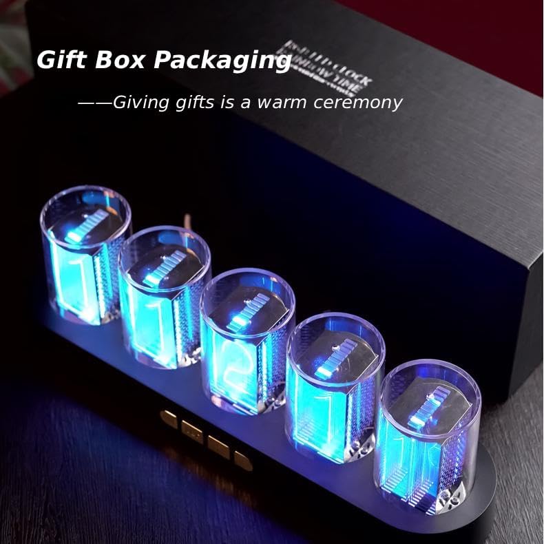 Vollfarbige RGB-Nixie-Röhrenuhr, Nachttischuhr, Umgebungslicht-Dekoration, spezieller digitaler Kale