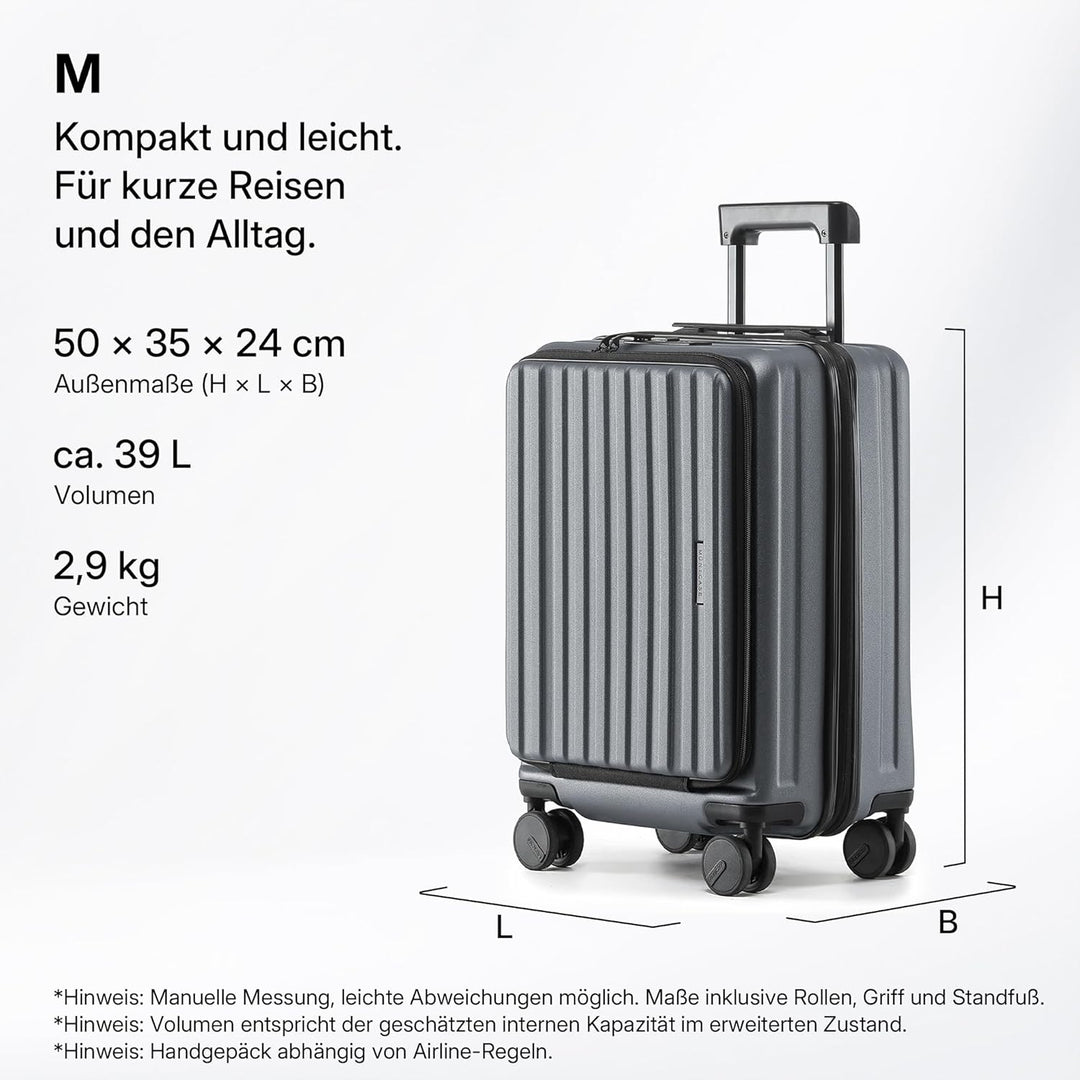 Koffer Expandierbar – Hartschalen-Trolley mit Oberseiten-Öffnung, Kompressionsgurt & extra Stauraum