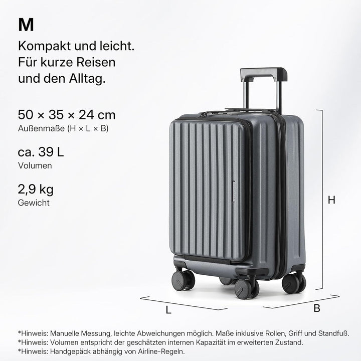 Koffer Expandierbar – Hartschalen-Trolley mit Oberseiten-Öffnung, Kompressionsgurt & extra Stauraum