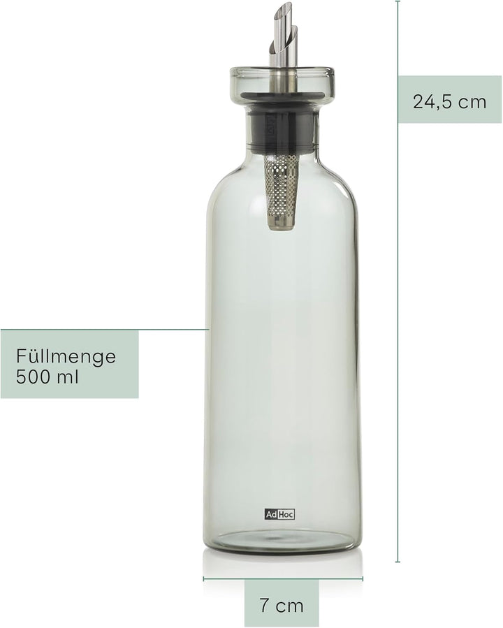 AdHoc BZ78 Ölspender oder Essigspender AromaPour aus Borosilikatglas in Grau | elegante Olivenölflas
