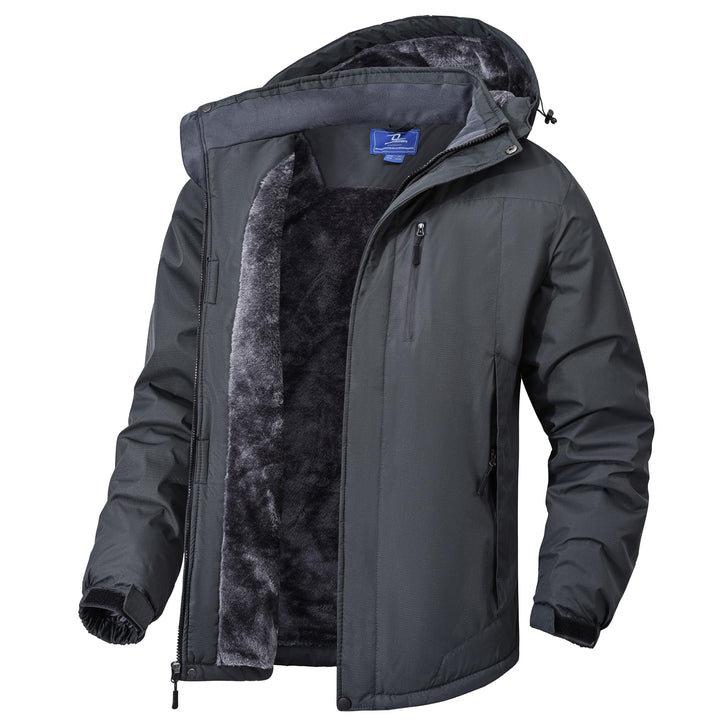 Zzkouine Herren Winter wasserdichte Fleecejacke Warm Gefüttert Winterjacke mit Kapuze Wasserabweisen