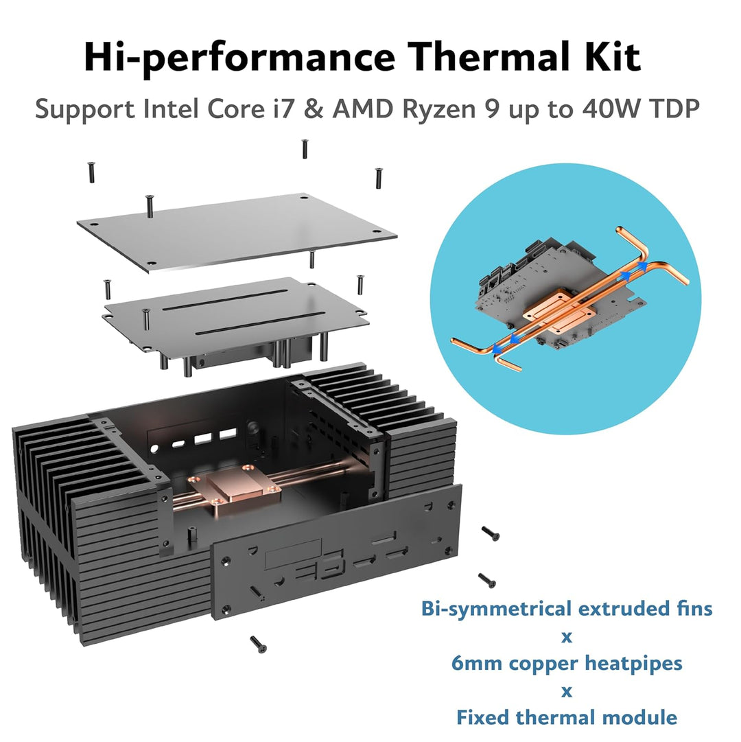 Akasa Turing Duo Pro, Designed for ASUS ExpertCenter PN53 & PN64, Aluminium Fanless NUC Case with Co