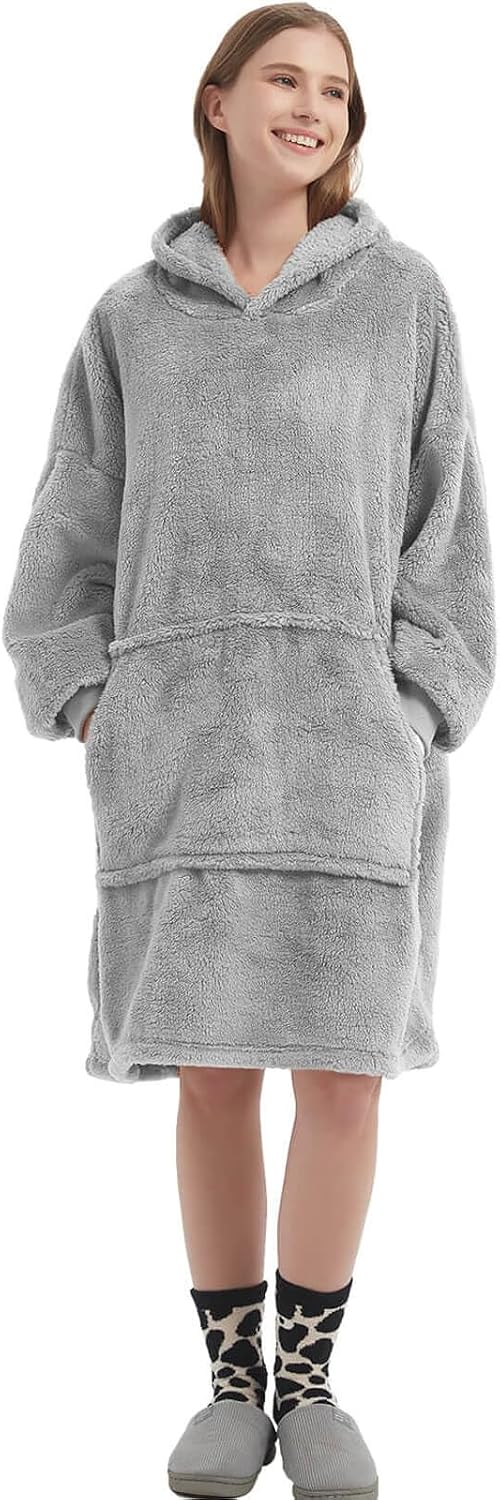 FELOVE Hoodie Decke Ärmeln Kuschelpullover Mit einer grossen Tasche,Tragbare Decke Ultra Soft Bequem