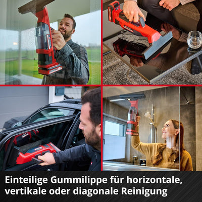 Einhell Akku-Fensterreiniger BRILLIANTO Power X-Change (18 V, 28 cm lange Saugdüse, streifenfreie Re