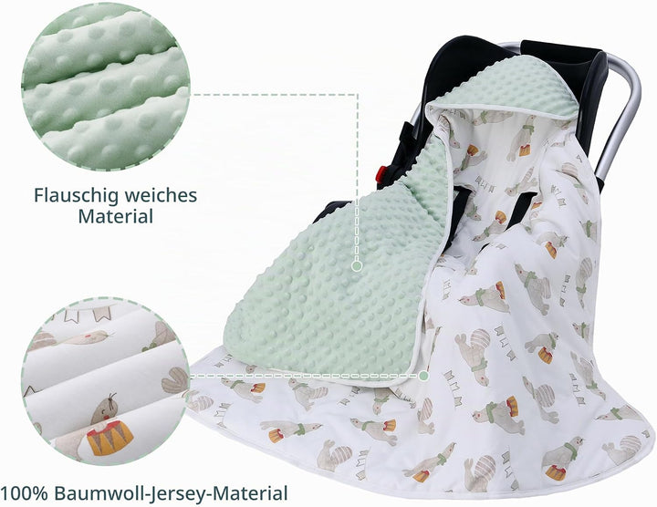 Miracle Baby Einschlagdecke Babyschale Winter Baumwolle Reversible Decke Universal Kuscheldecke 90x9