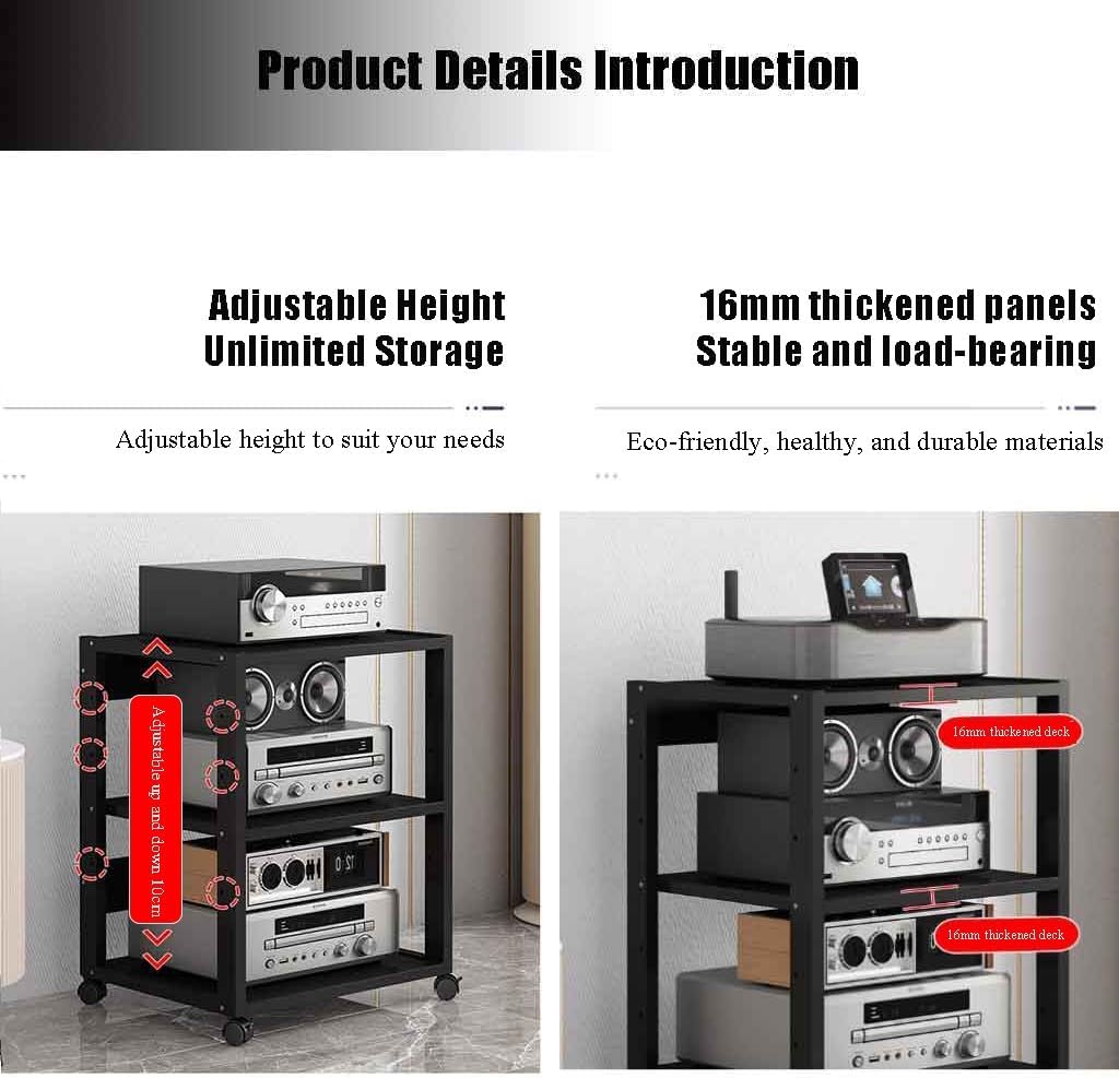 Audio Rack HiFi Regal 7-lagiges HiFi-Audio-Schrank-Streaming-Geräte-Schrank-Audio-Rack mit leisen Ro