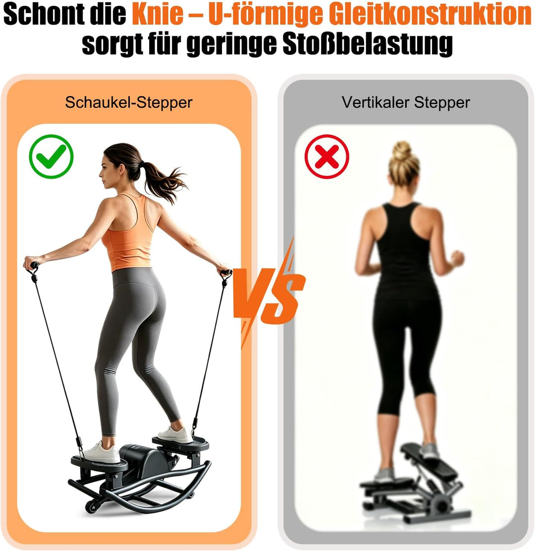 Stepper,Rock Stepper,Mit Power Ropes Sidestepper,fitnessgeräte für zuhause,Trainer bis 200kg,für eff