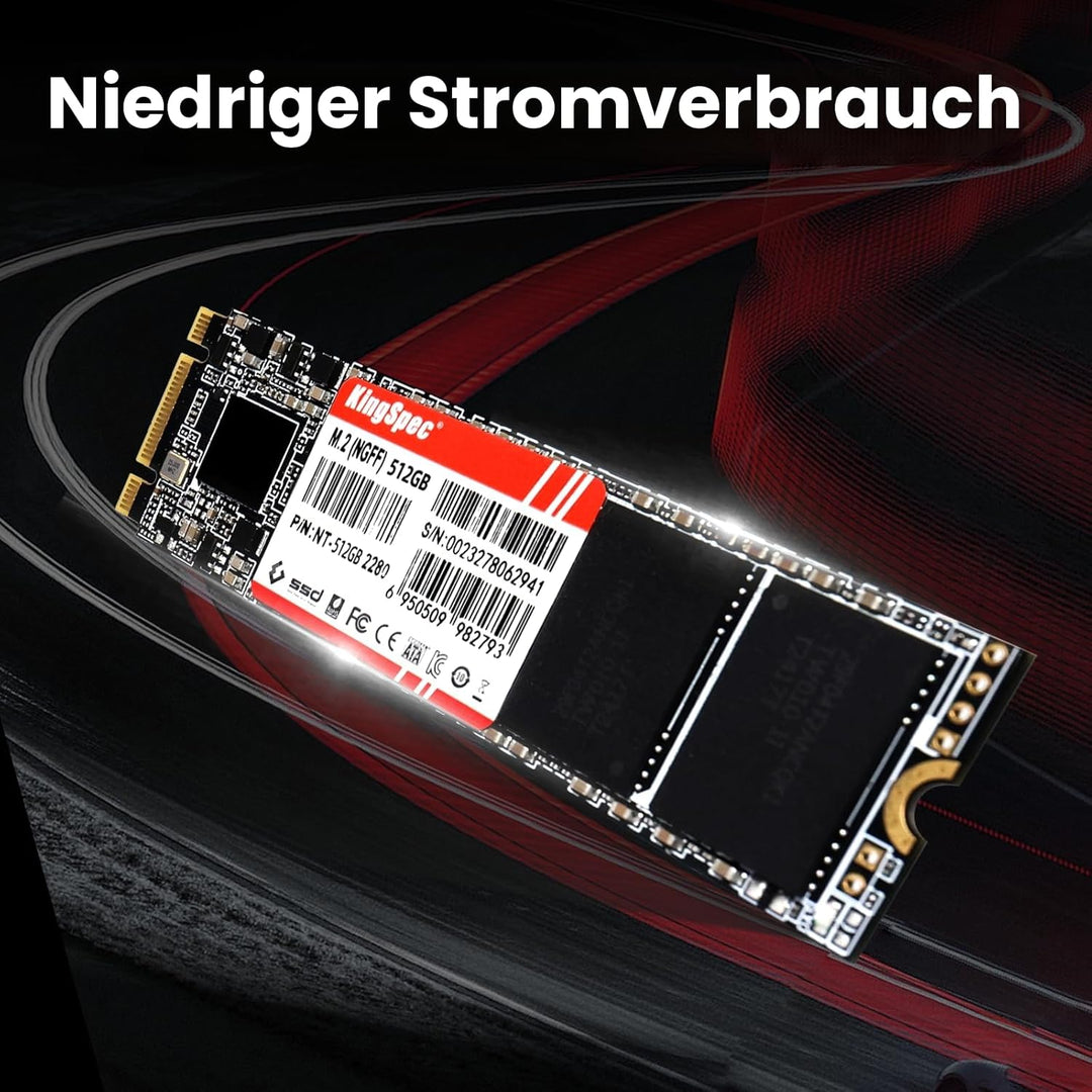 KingSpec 512GB M.2 SSD 2280, Interne Solid State Hard Drive-SATA iii 6Gb/s, M2 NGFF Disco Duro für D