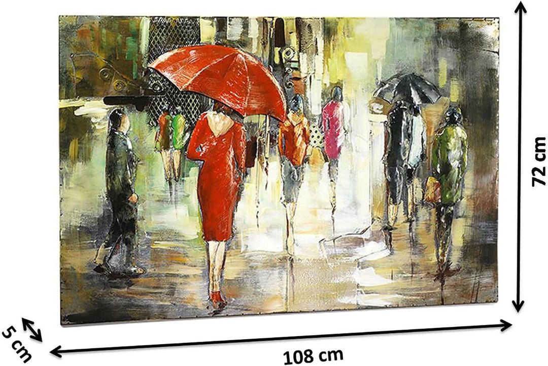 Kobolo Wandbild Wanddeko Metallbild 3D-Bild - Strassenmillieu - 108x72 cm