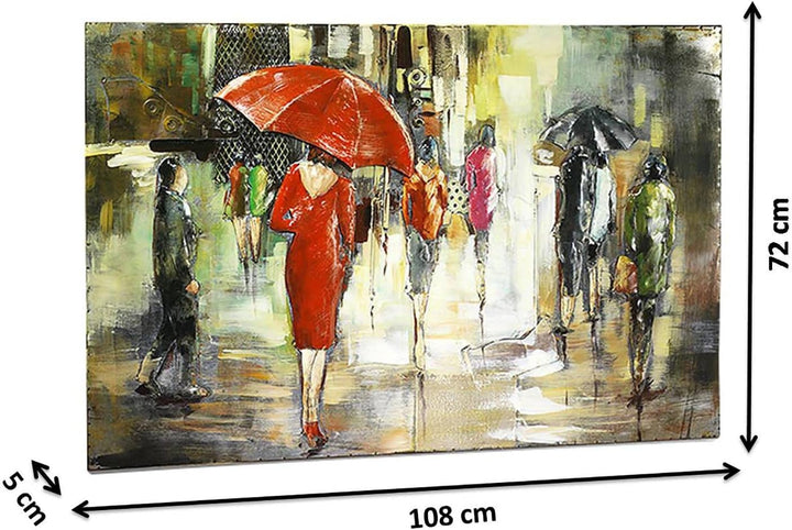Kobolo Wandbild Wanddeko Metallbild 3D-Bild - Strassenmillieu - 108x72 cm